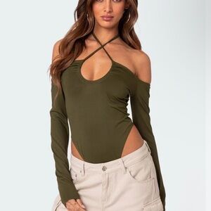 Edikted Taurus Plunge Neck Bodysuit NWT Size XS